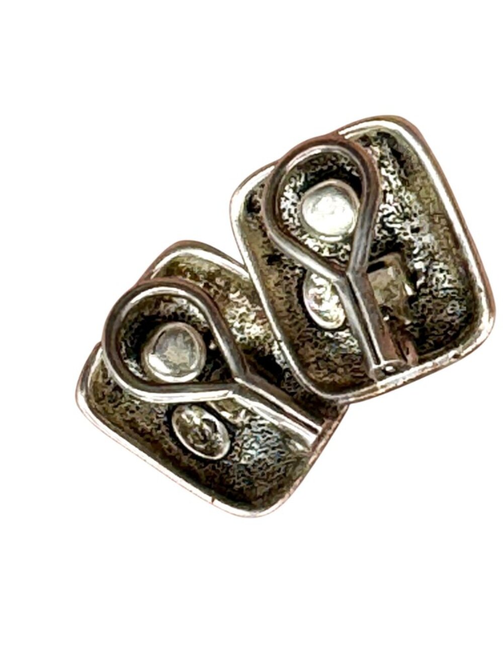 Premier Designs Moonglow Glass Clip Earrings Silver Plated Brutalist Modernist - Picture 3 of 7